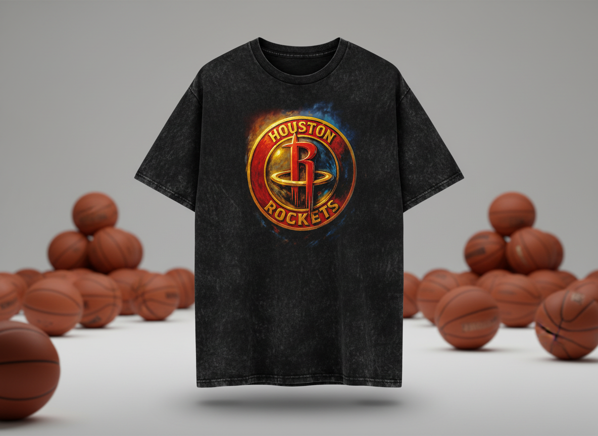 Houston Rockets Circle Logo Stonewash Throwback Vintage Tee