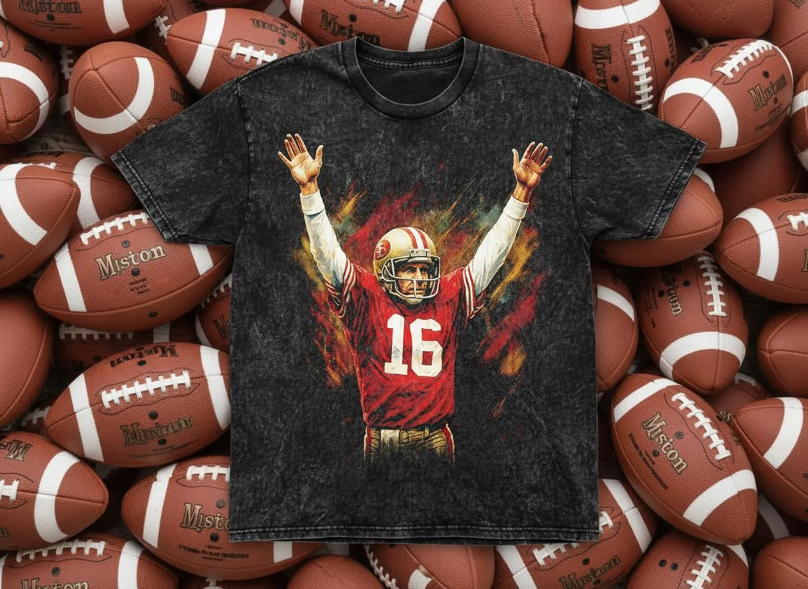 Joe Montana #16 49ers Victory Throwback Vintage Tee