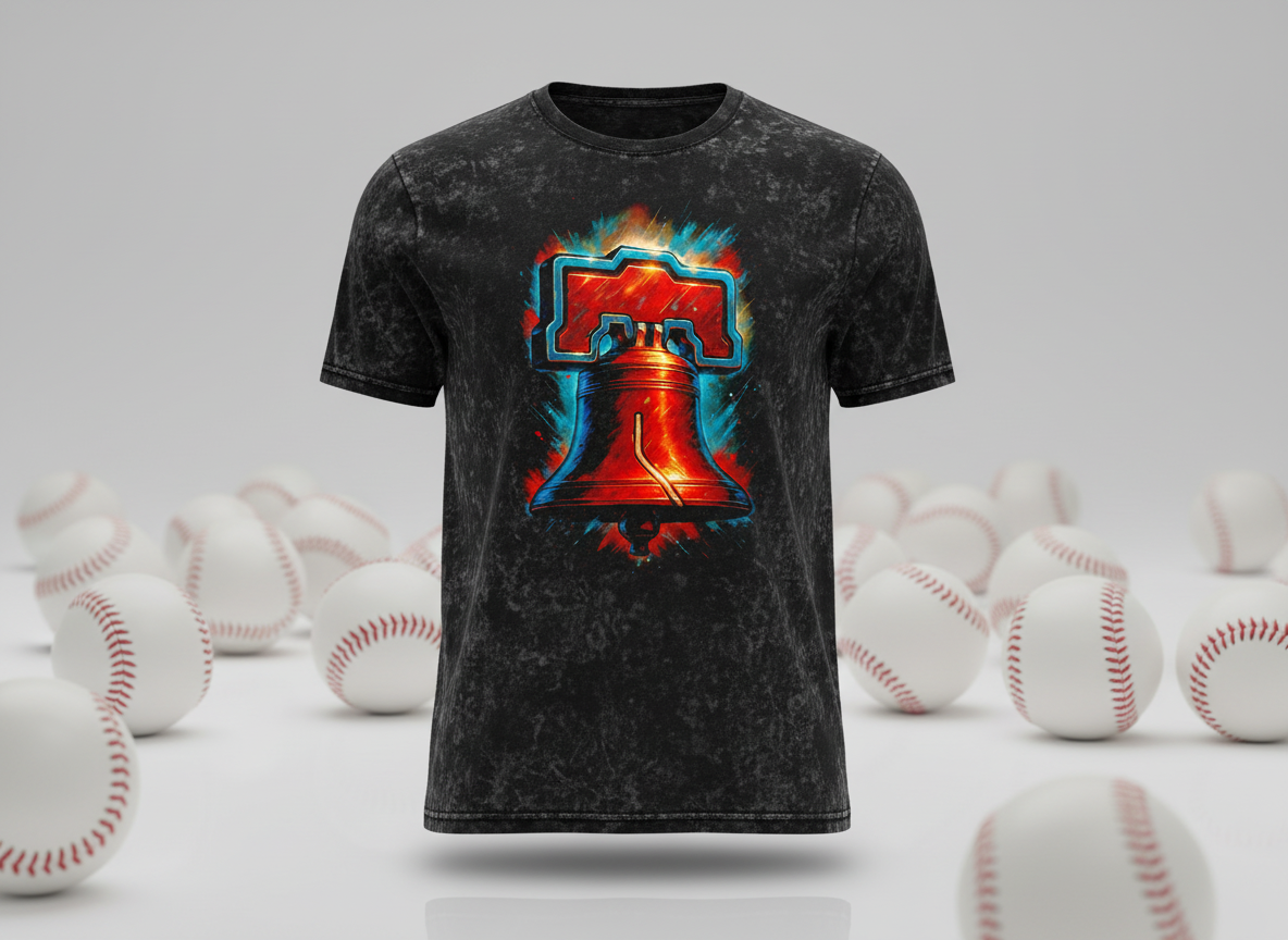 Philadelphia Phillies P Logo Stonewash Throwback Vintage Tee