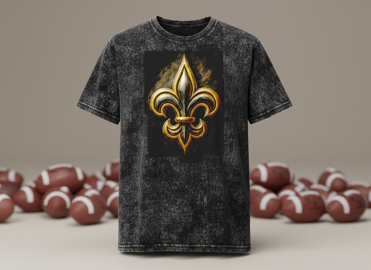 New Orleans Saints Fleur-de-Lis Stonewash Throwback Vintage Tee