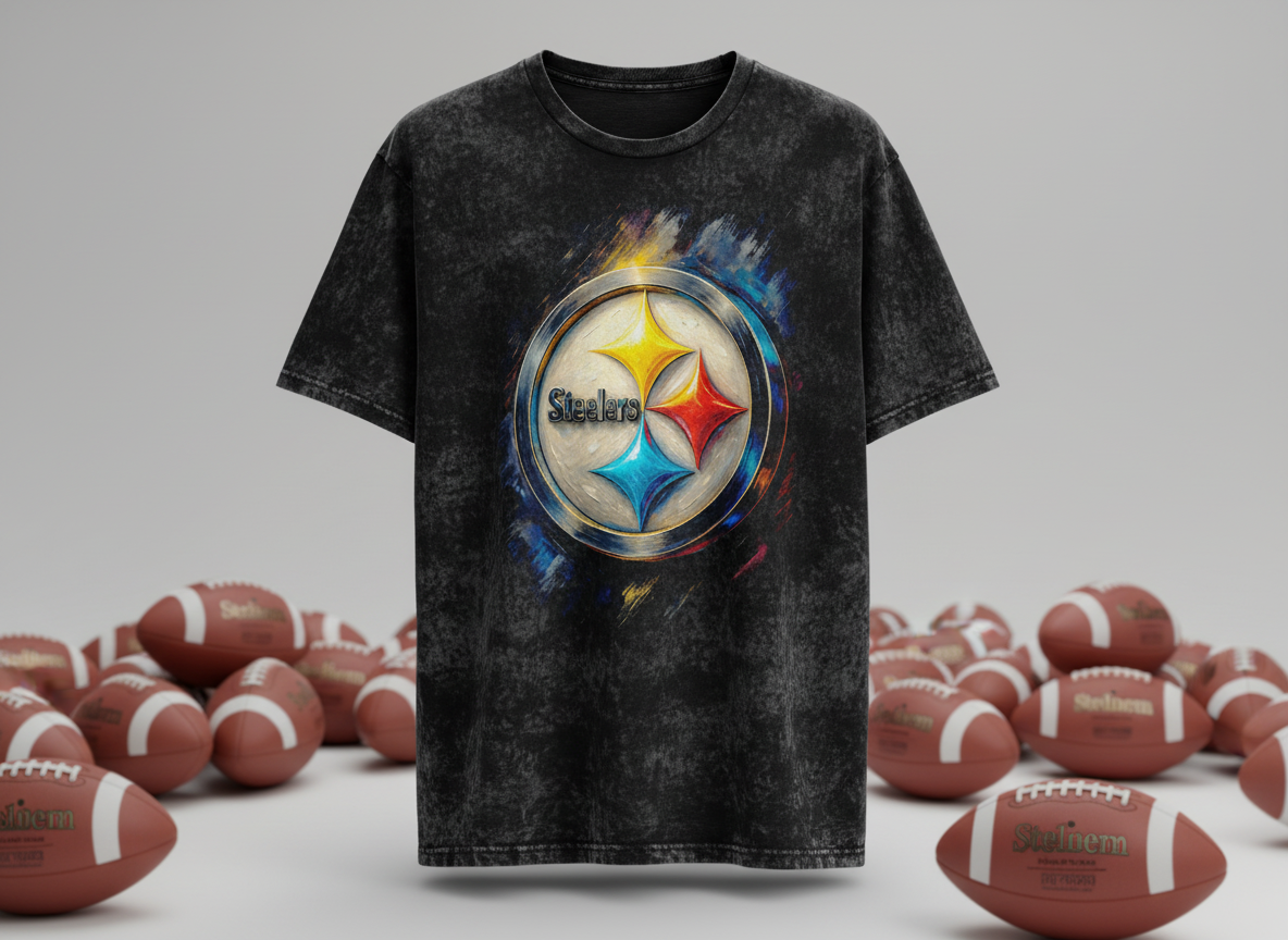 Pittsburgh Steelers Star Logo Stonewash Throwback Vintage Tee