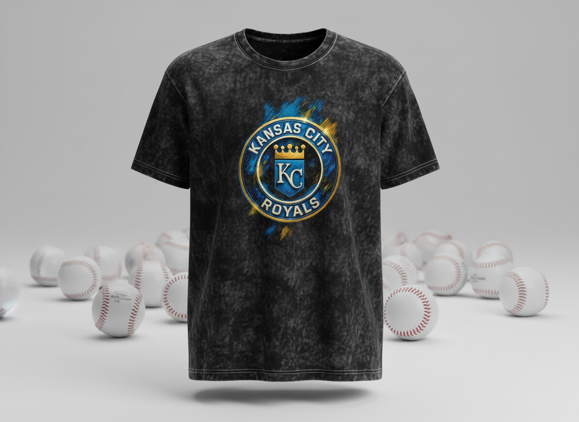 Kansas City Royals KC Logo Stonewash Throwback Vintage Tee