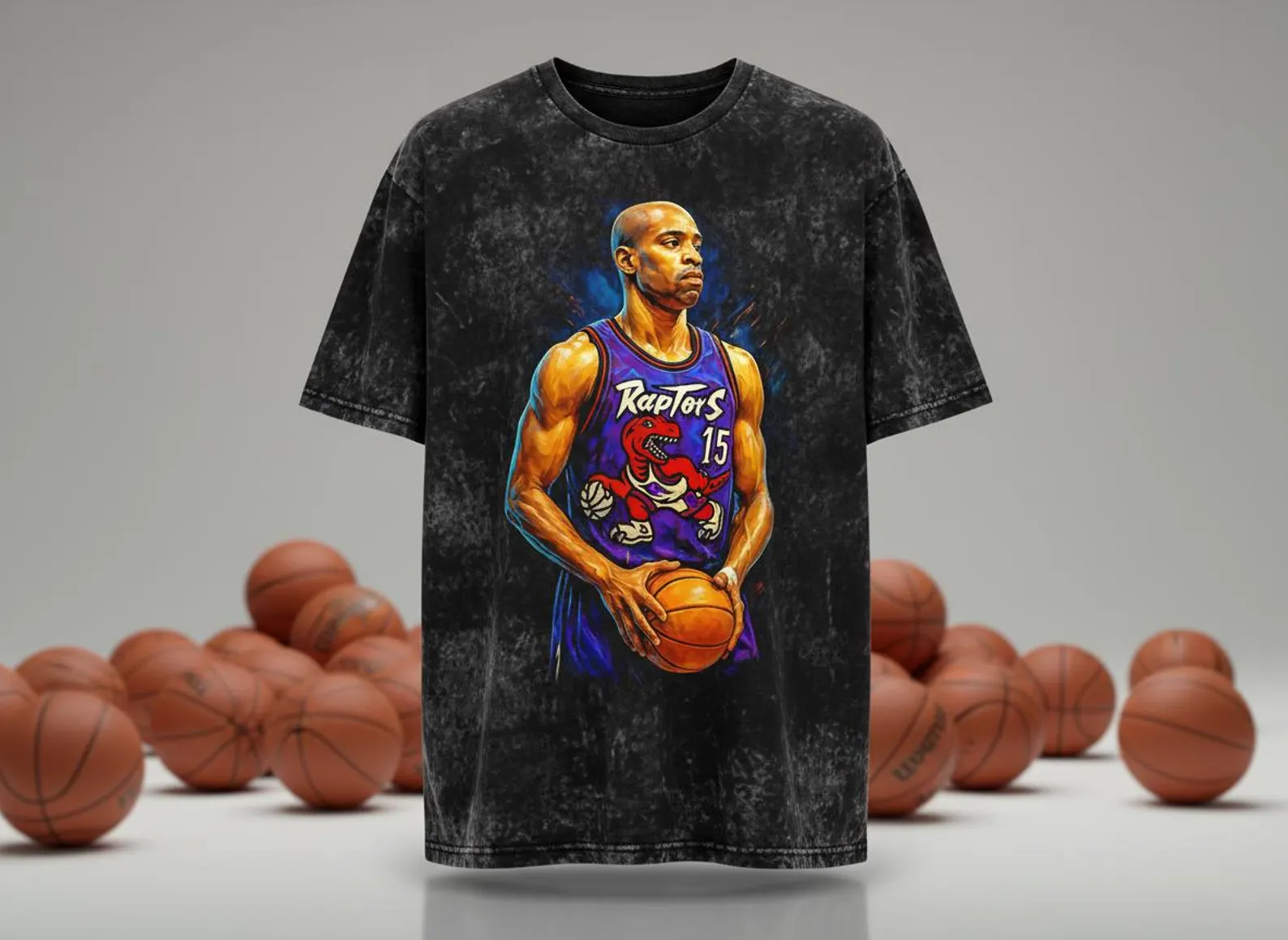 Vince Carter #15 Raptors Portrait Throwback Vintage Tee