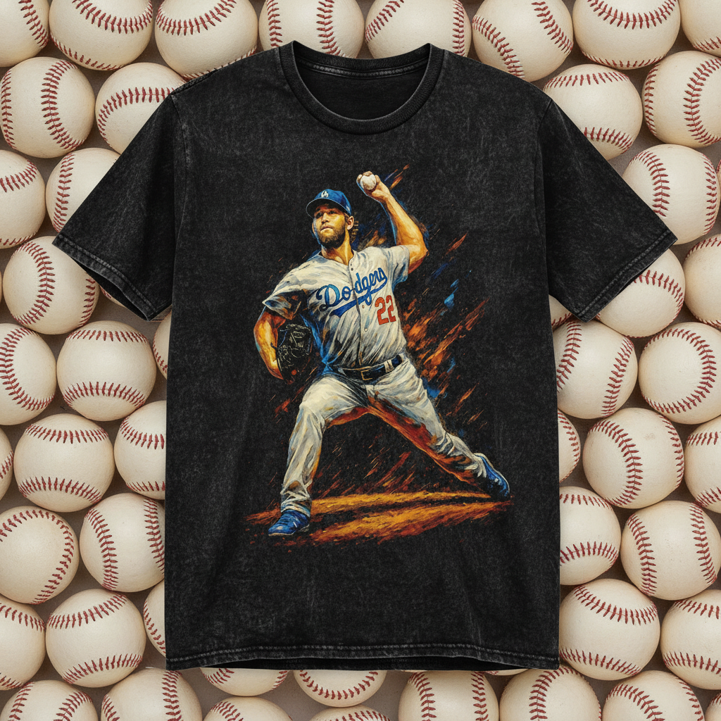 Clayton Kershaw #22 Dodgers Pitcher Throwback Vintage Tee