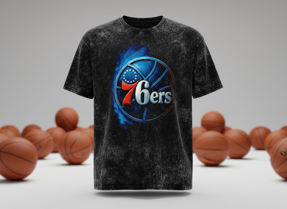 Philadelphia 76ers Logo Stonewash Throwback Vintage Tee