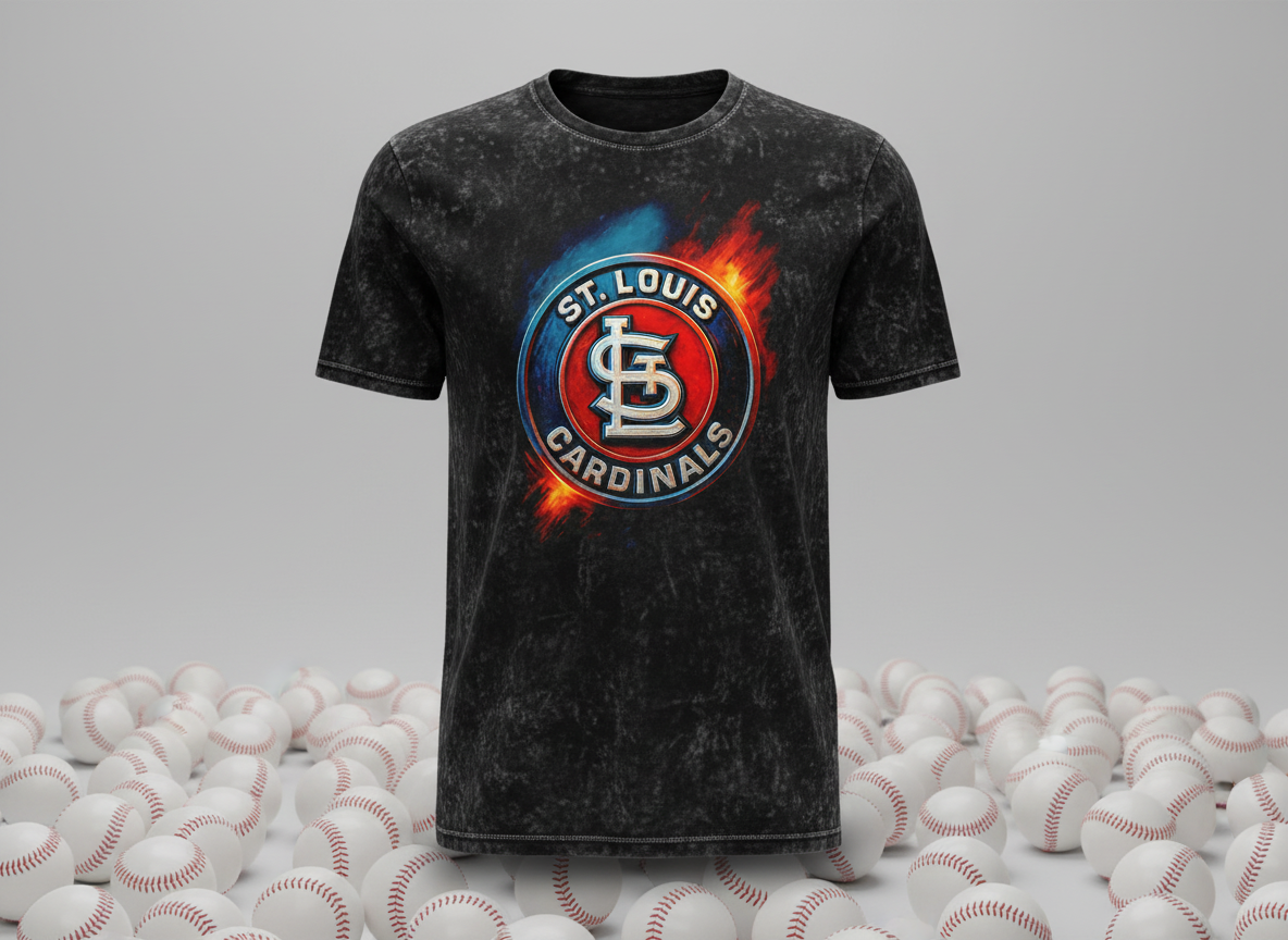 St. Louis Cardinals STL Logo Stonewash Throwback Vintage Tee