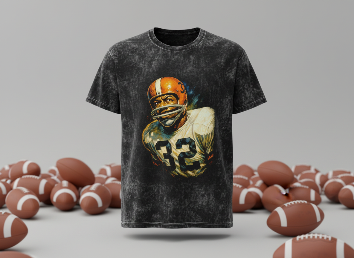 Jim Brown #32 Browns Vintage Portrait Throwback Vintage Tee