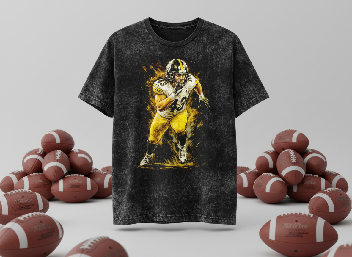 Troy Polamalu #43 Steelers Gold Rush Throwback Vintage Tee