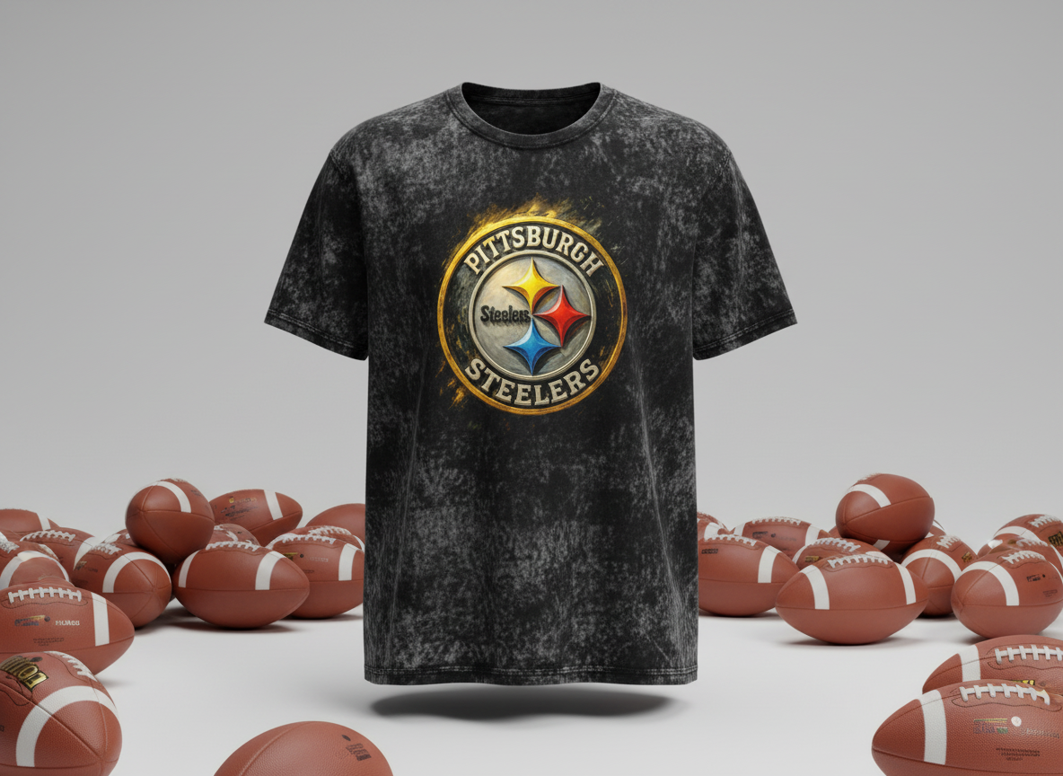 Pittsburgh Steelers Circle Logo Stonewash Throwback Vintage Tee