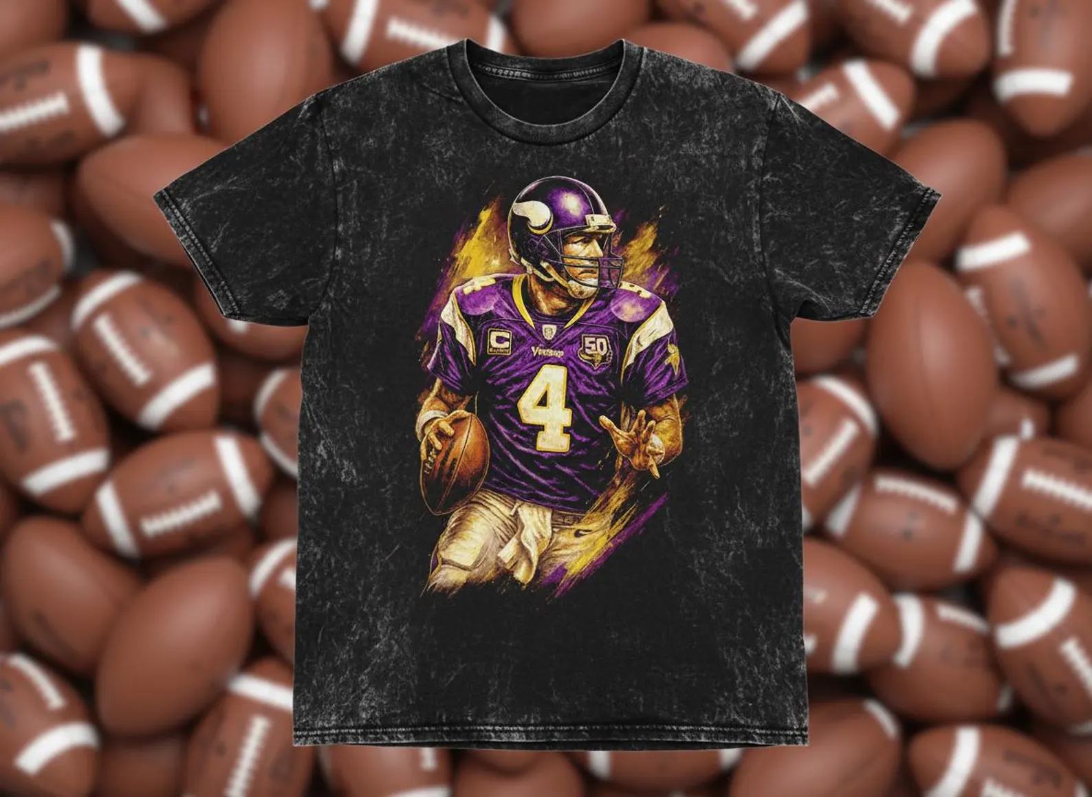 Brett Favre #4 Vikings Throwback Vintage Tee