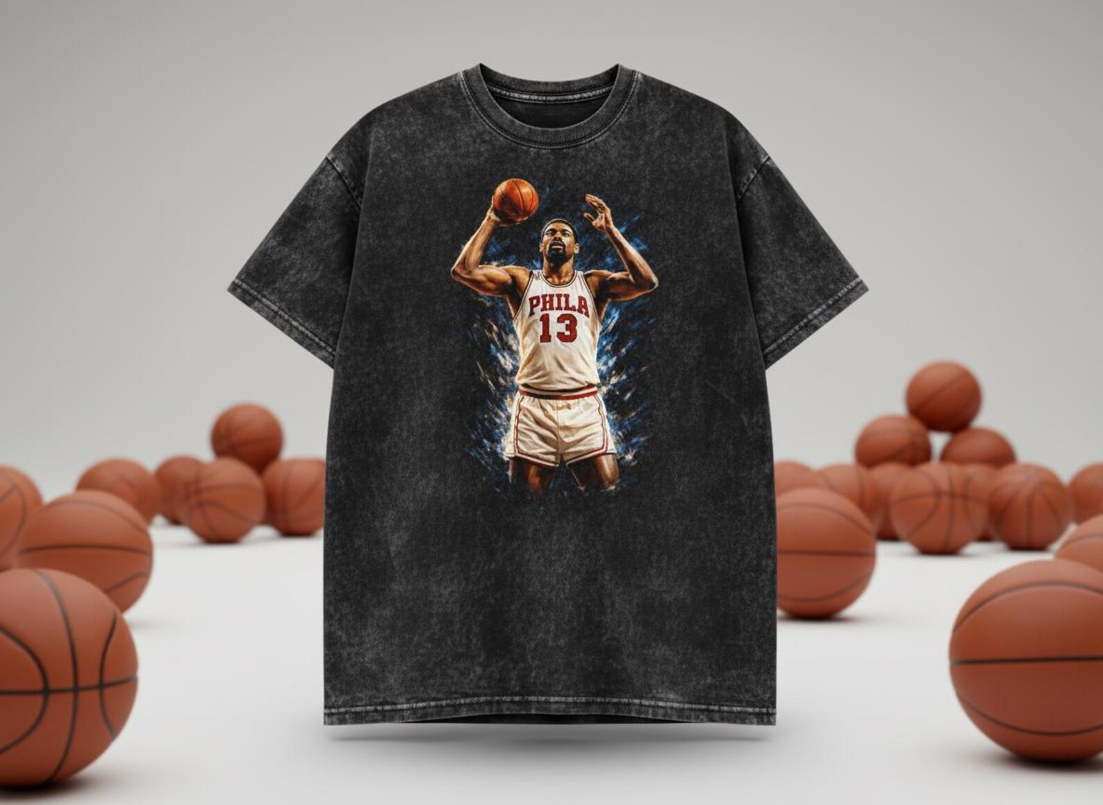 Wilt Chamberlain #13 Sixers Throwback Vintage Tee