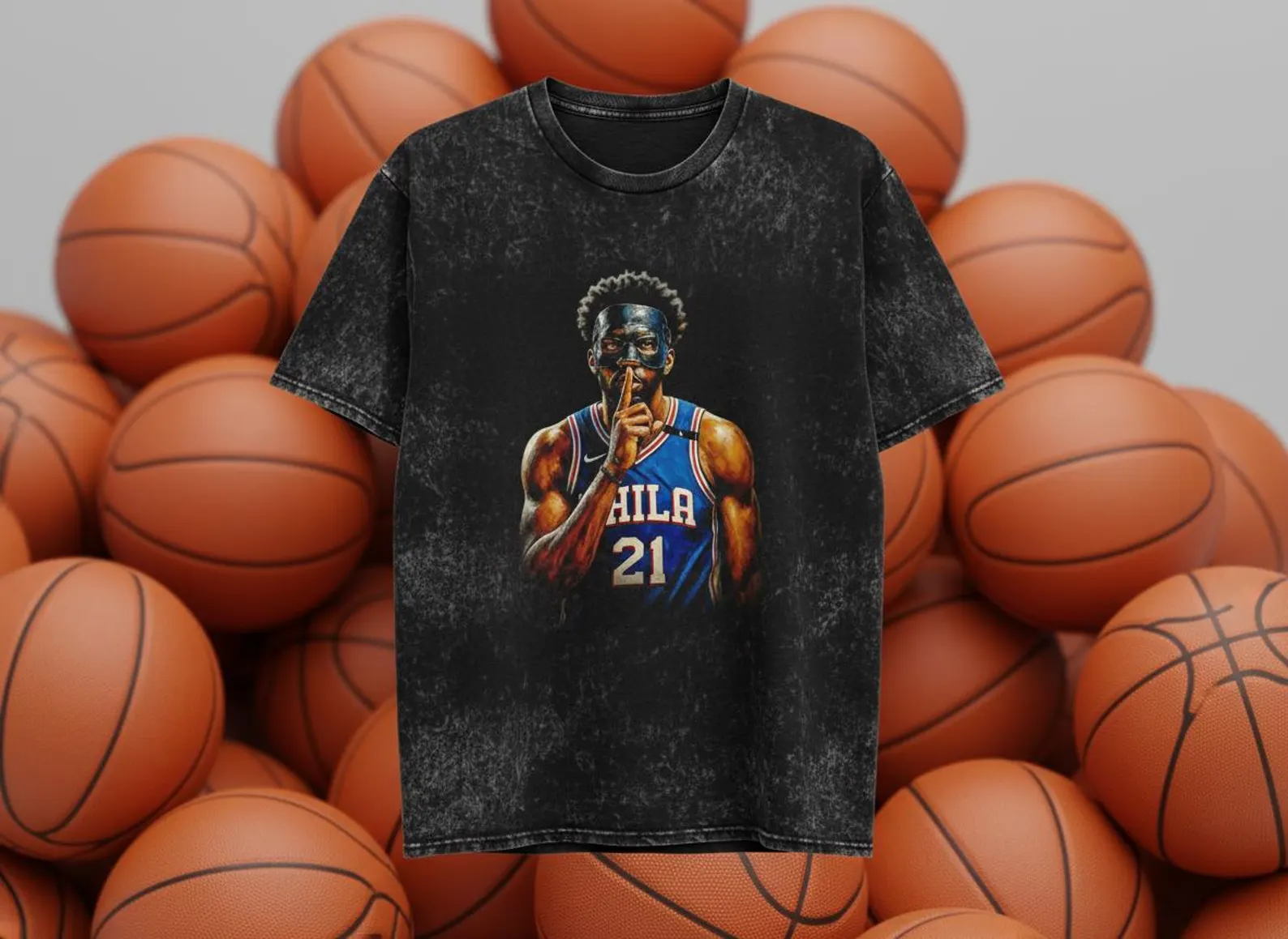 Joel Embiid #21 Sixers Throwback Vintage Tee