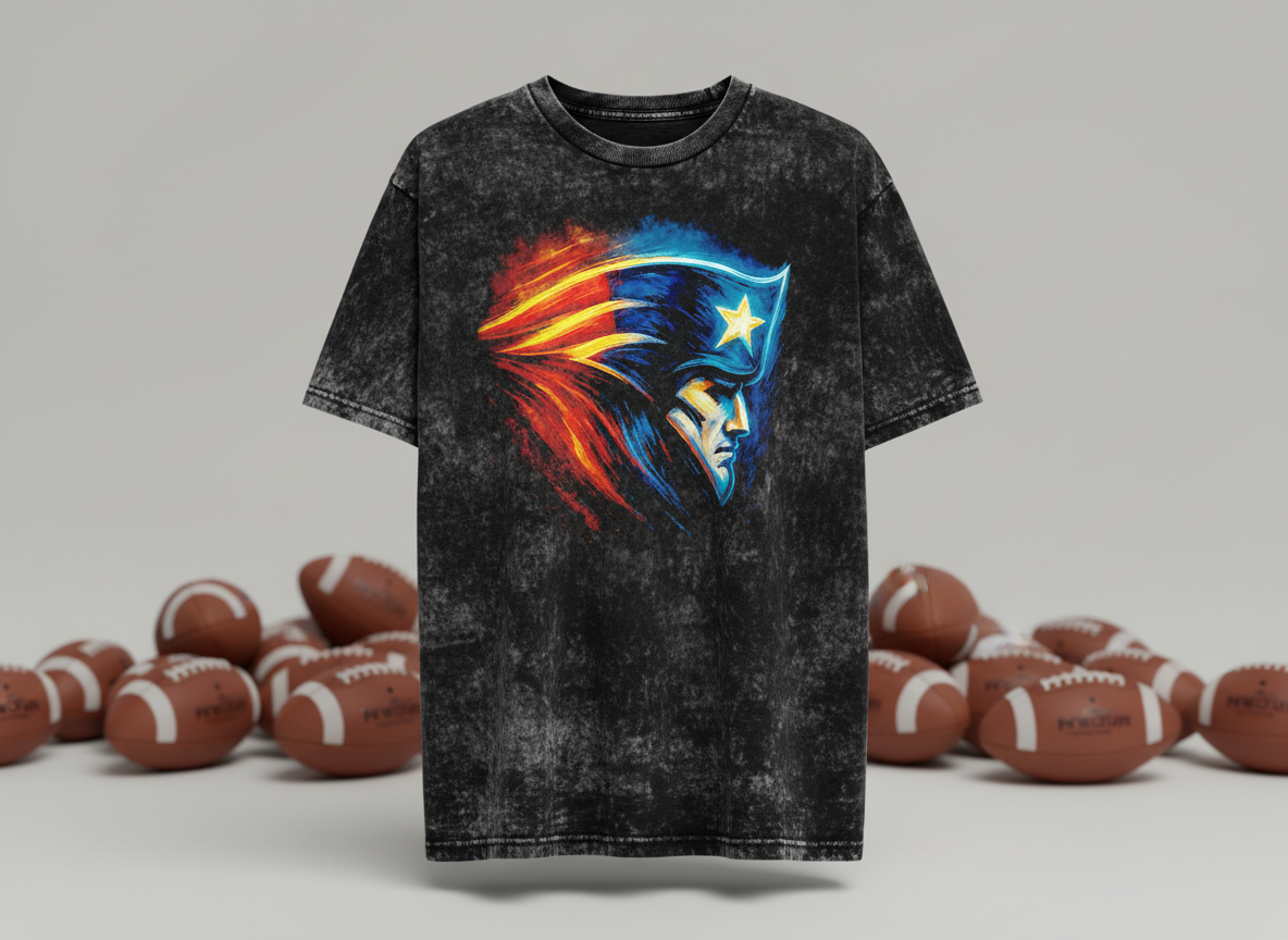 New England Patriots Patriot Logo Stonewash Throwback Vintage Tee