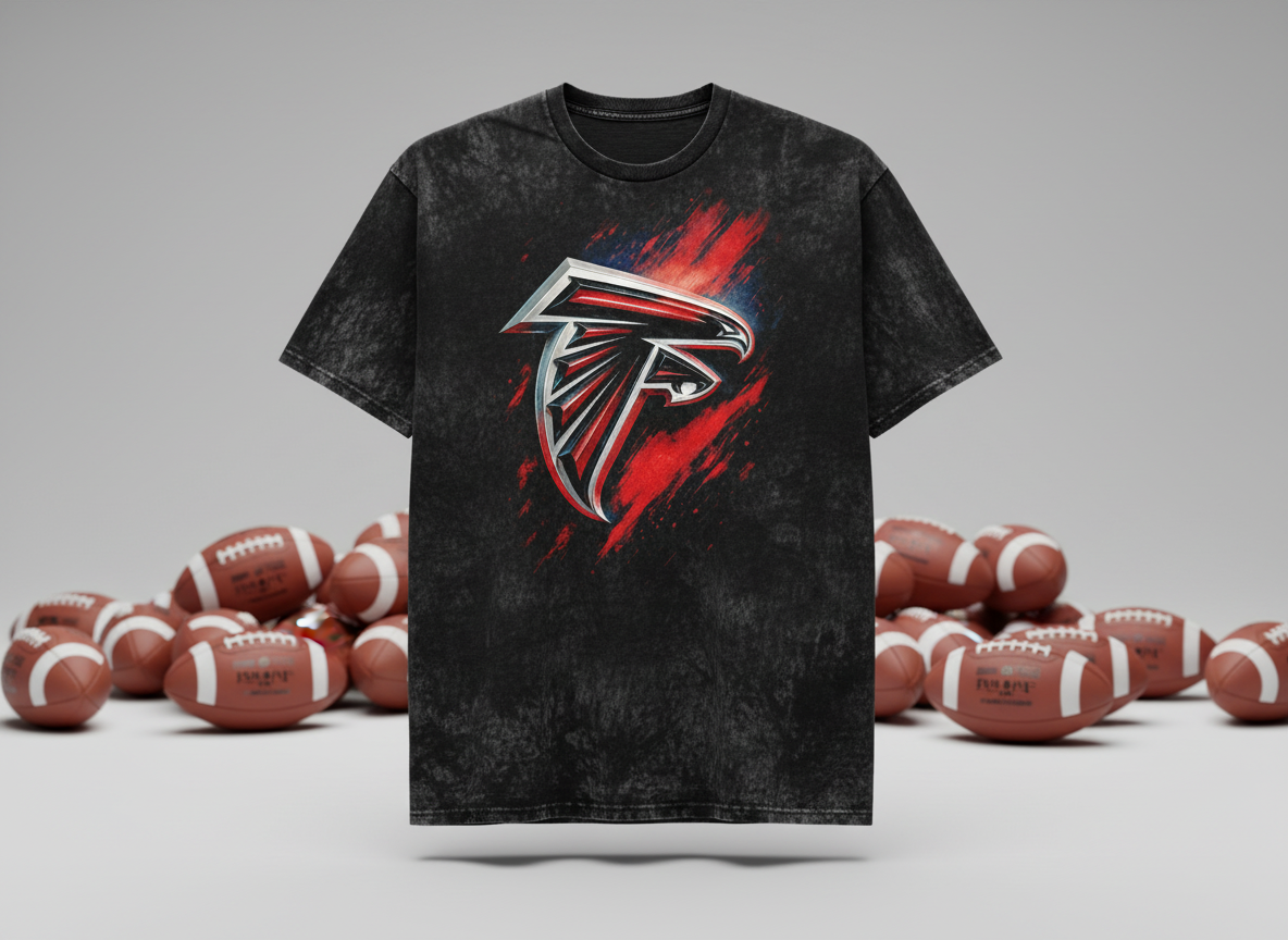 Atlanta Falcons Chrome Logo Stonewash Throwback Vintage Tee