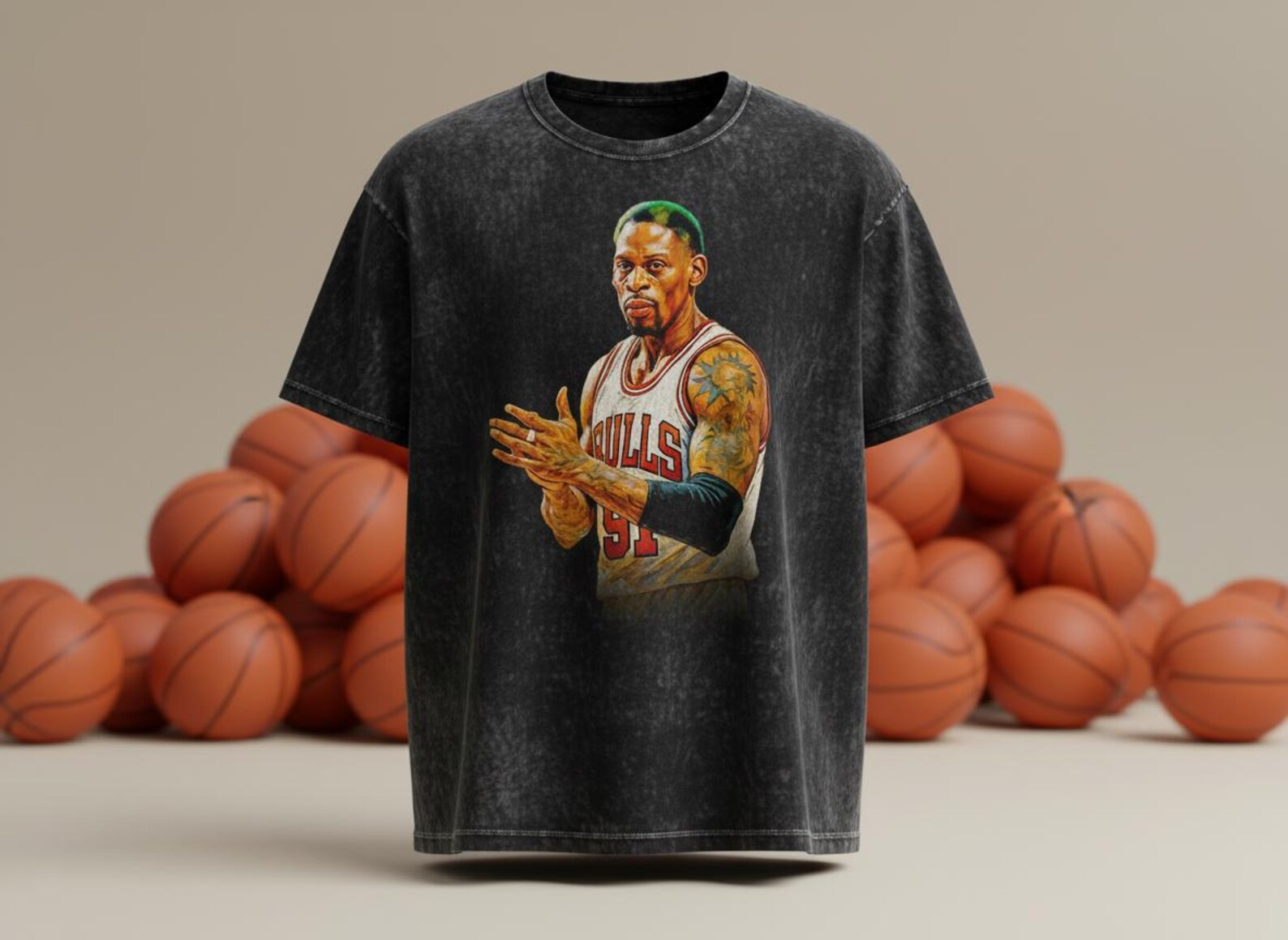 Rodman #91 Bulls Clap Throwback Vintage Tee