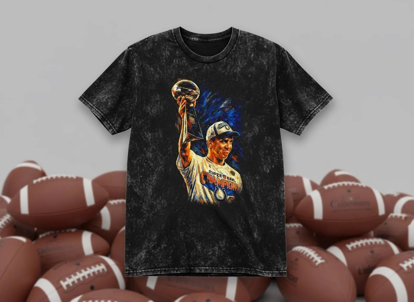 Peyton Manning Colts Super Bowl Champions Throwback Vintage Tee