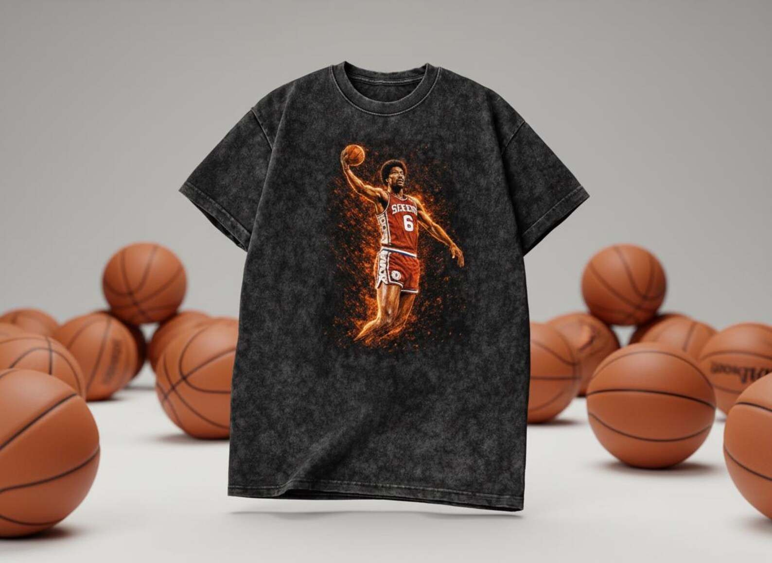 Dr. J #6 Sixers Throwback Vintage Tee