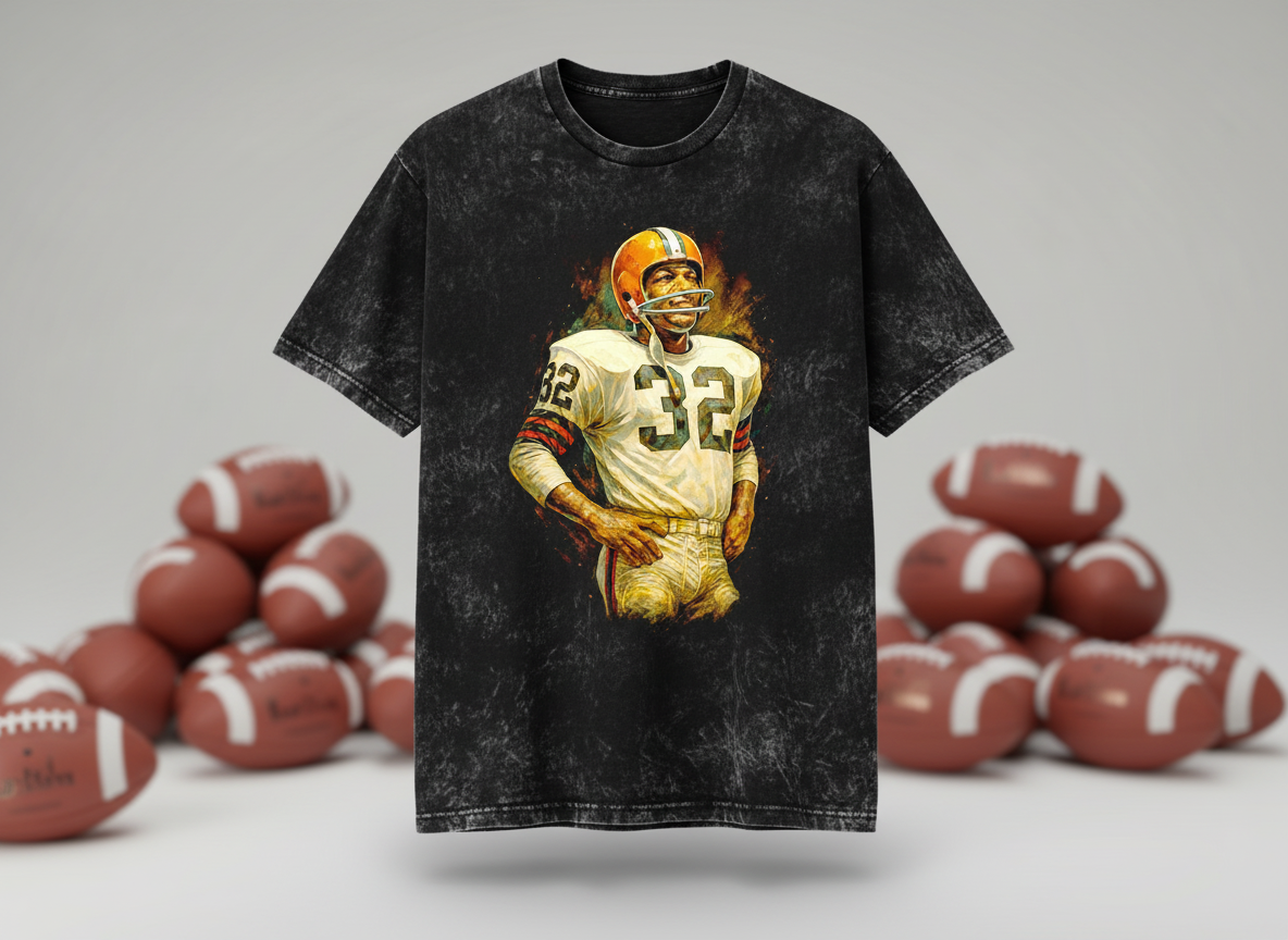 Jim Brown #32 Browns Classic Stand Throwback Vintage Tee