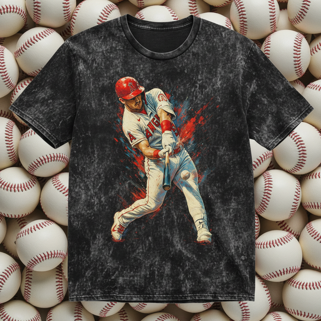 Mike Trout #27 Angels Player Throwback Vintage Tee