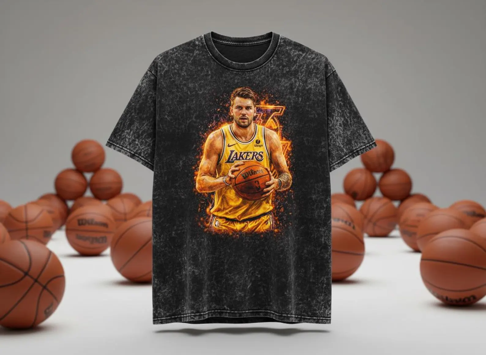 Luka Doncic Lakers Fire Throwback Vintage Tee