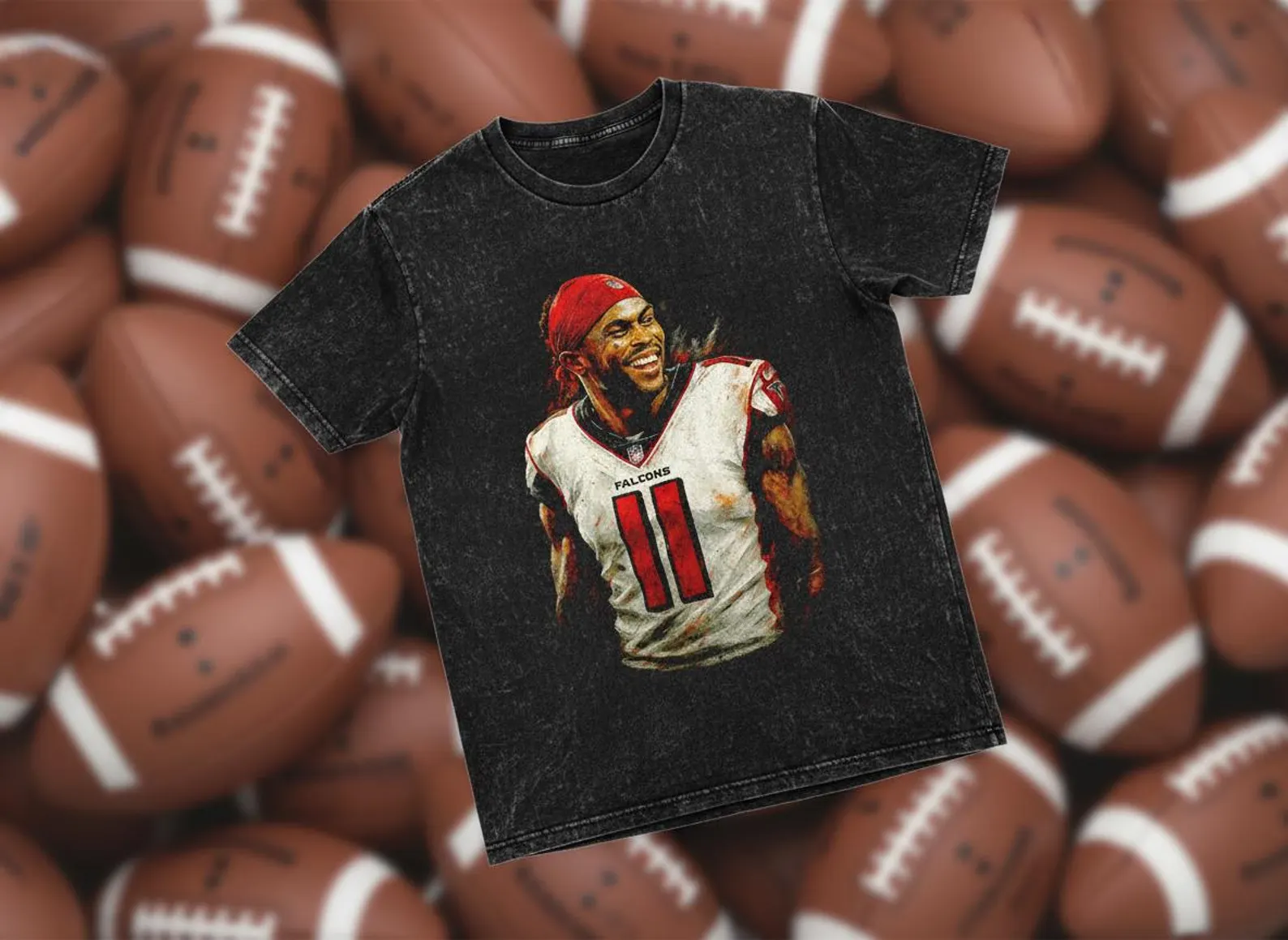 Julio Jones #11 Falcons Smile Throwback Vintage Tee