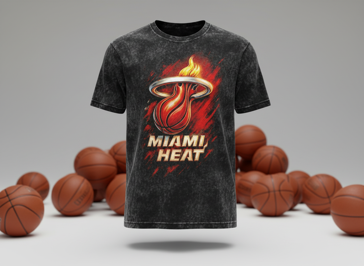 Miami Heat Logo Stonewash Throwback Vintage Tee