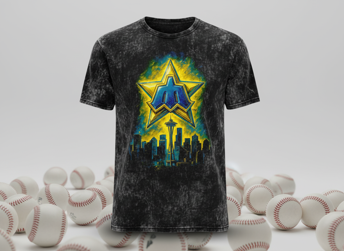 Seattle Mariners Star City Stonewash Throwback Vintage Tee