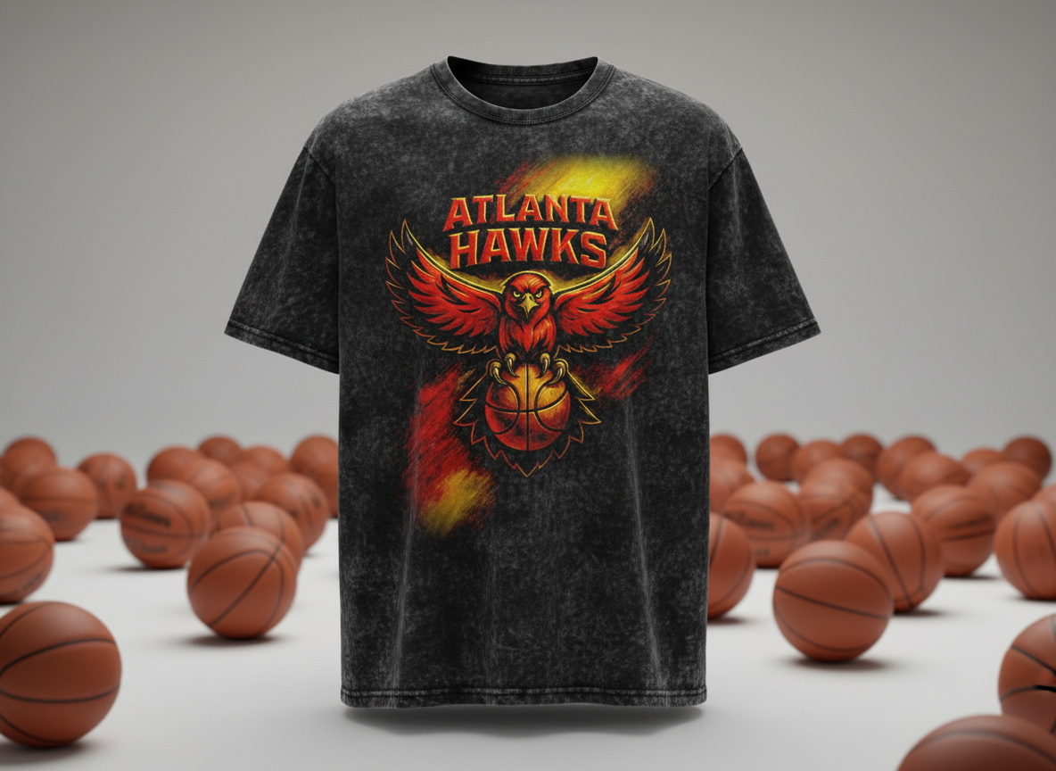 Atlanta Hawks Logo Stonewash Throwback Vintage Tee