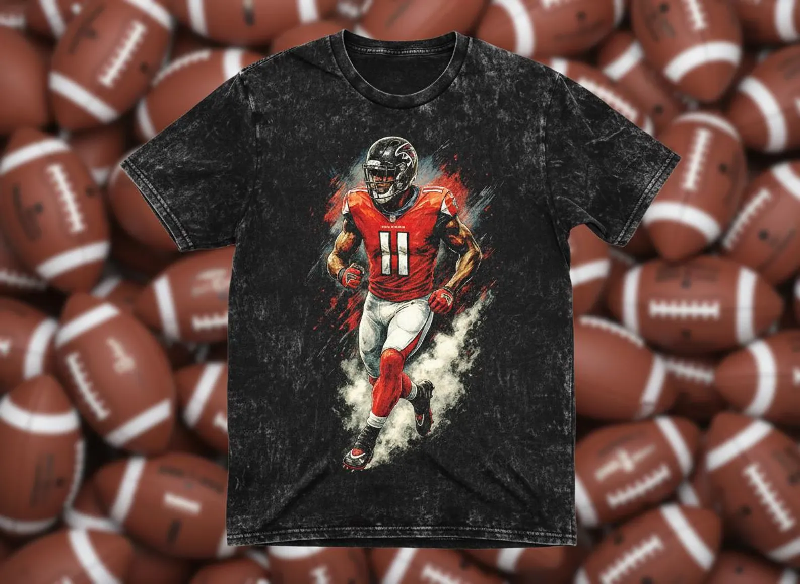 Julio Jones #11 Falcons Running Throwback Vintage Tee