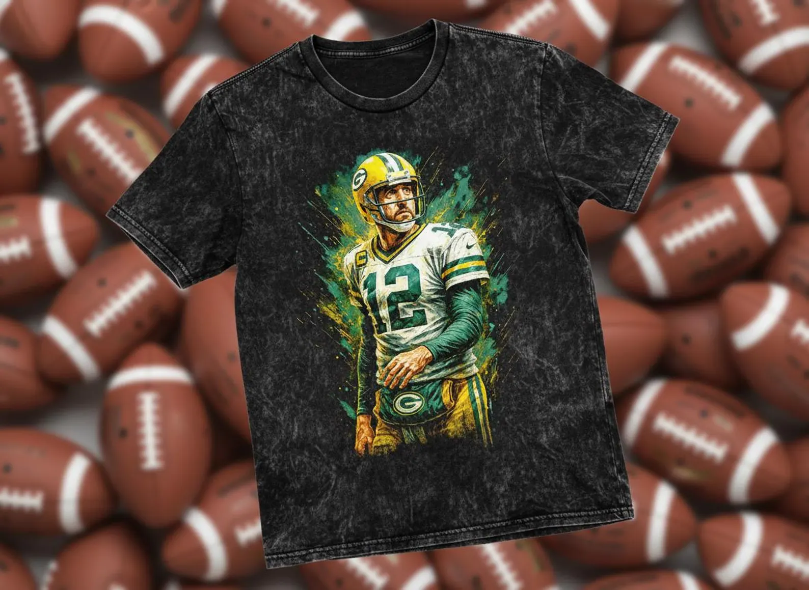 Aaron Rodgers #12 Packers Throwback Vintage Tee