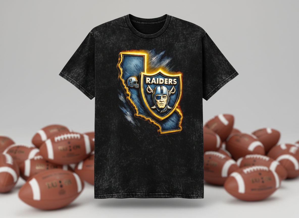 Las Vegas Raiders State Shield Stonewash Throwback Vintage Tee