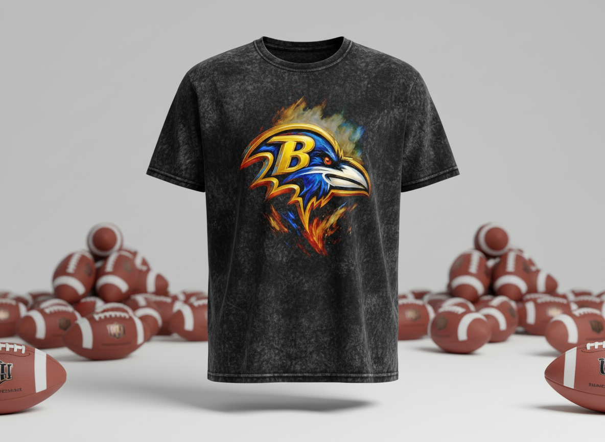 Baltimore Ravens B Logo Stonewash Throwback Vintage Tee