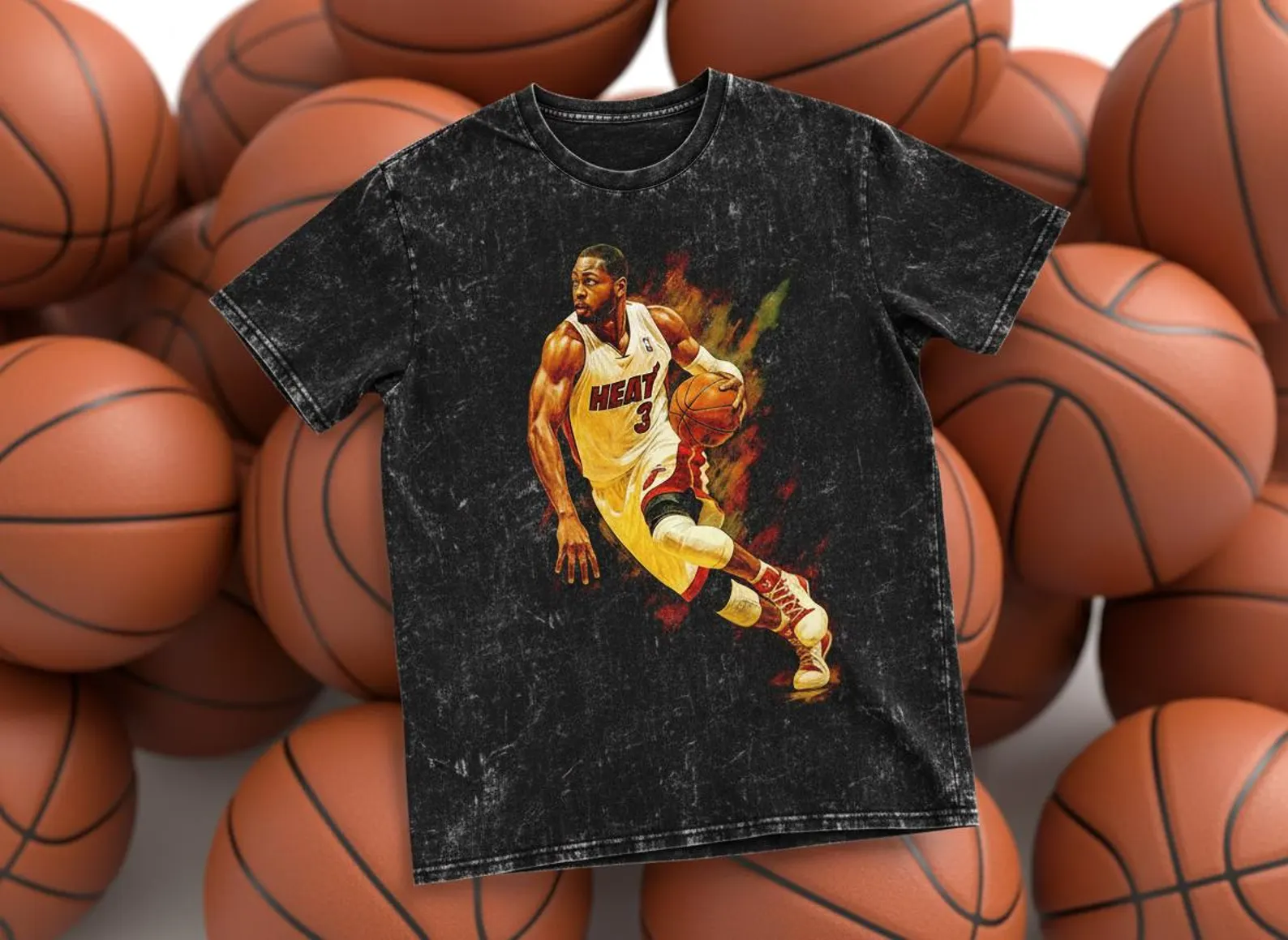 D-Wade #3 Heat Crossover Throwback Vintage Tee