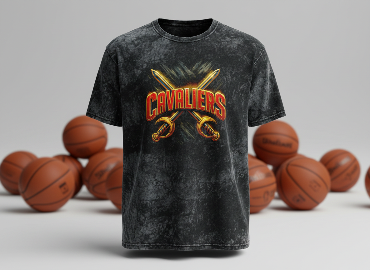 Cleveland Cavaliers Swords Logo Stonewash Throwback Vintage Tee