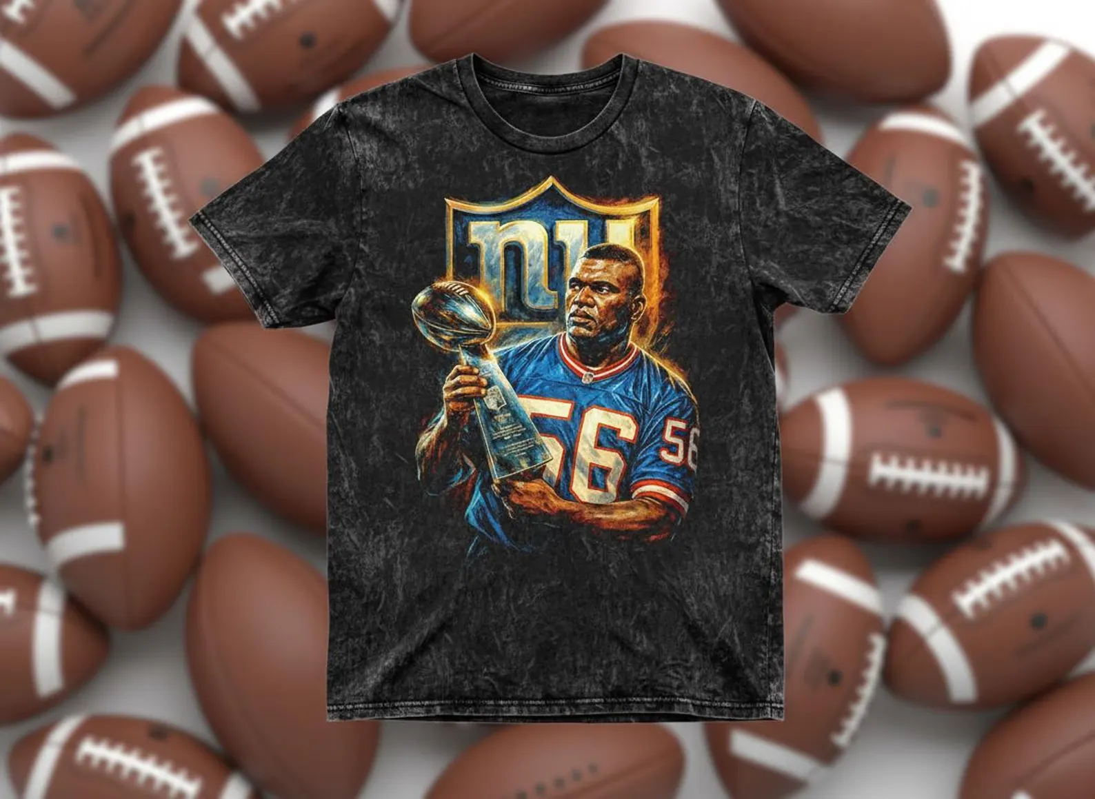 LT Lawrence Taylor #56 Giants Trophy Throwback Vintage Tee