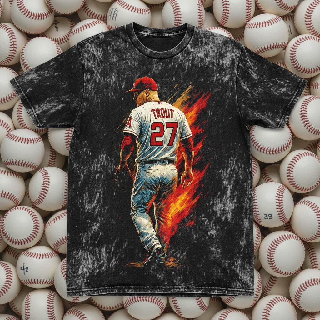 Mike Trout #27 Angels Back-View Throwback Vintage Tee