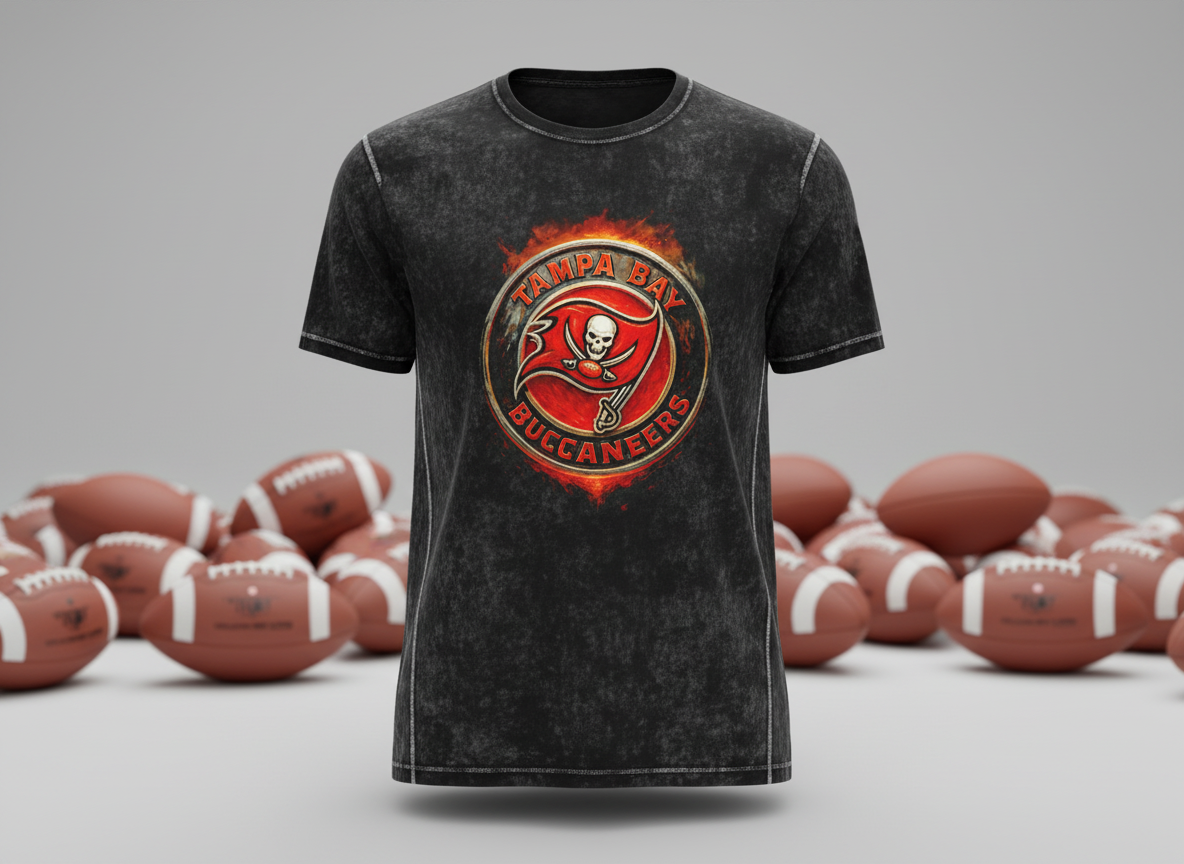 Tampa Bay Buccaneers Pirate Logo Stonewash Throwback Vintage Tee