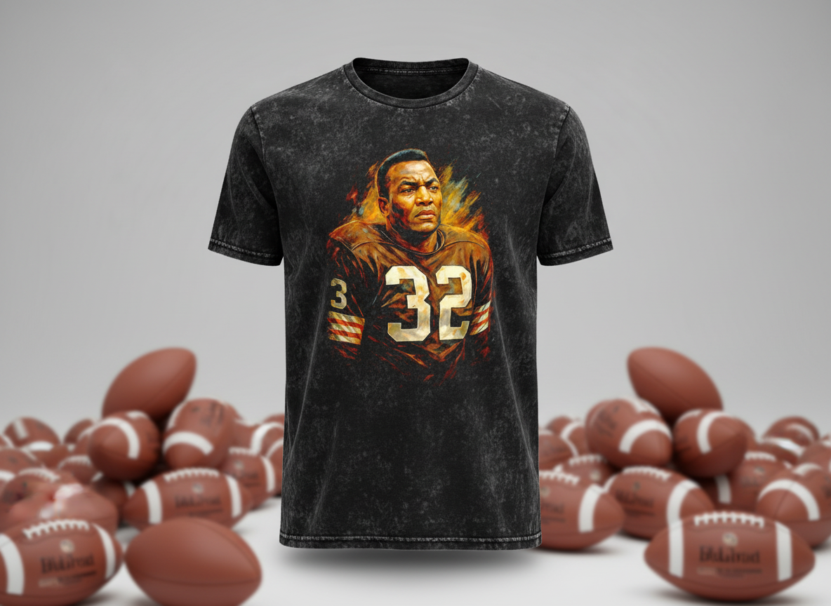 Jim Brown #32 Browns Portrait Throwback Vintage Tee