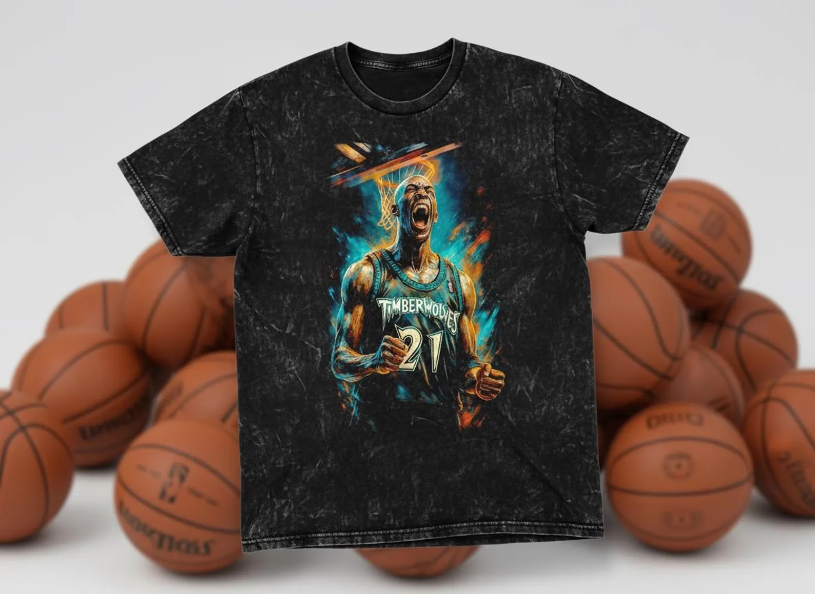KG #21 Timberwolves Scream Throwback Vintage Tee
