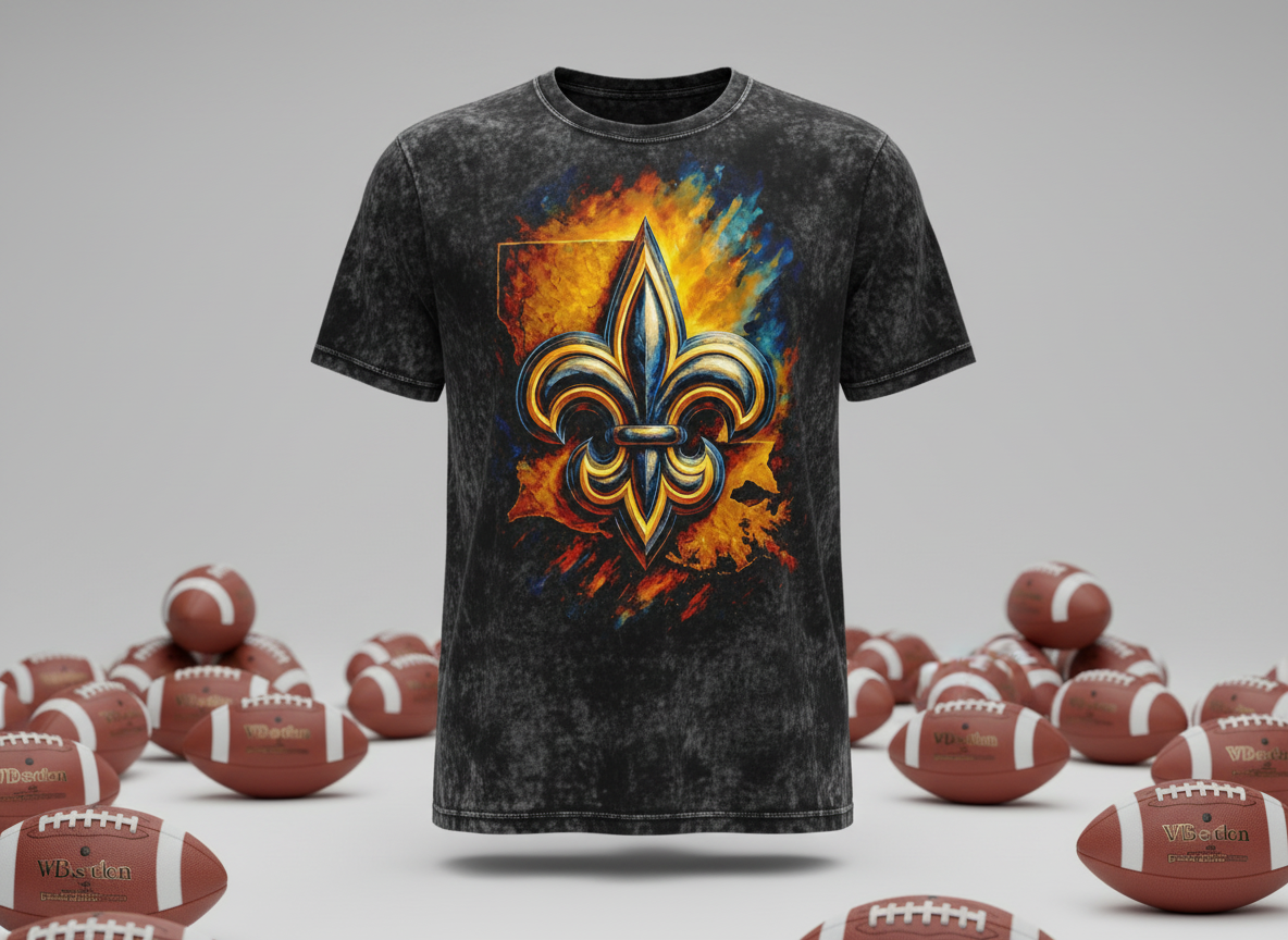New Orleans Saints Fleur De Lis Stonewash Throwback Vintage Tee