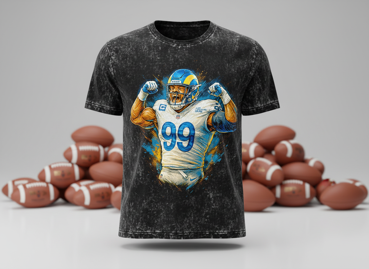 Aaron Donald #99 Rams Flexing Throwback Vintage Tee