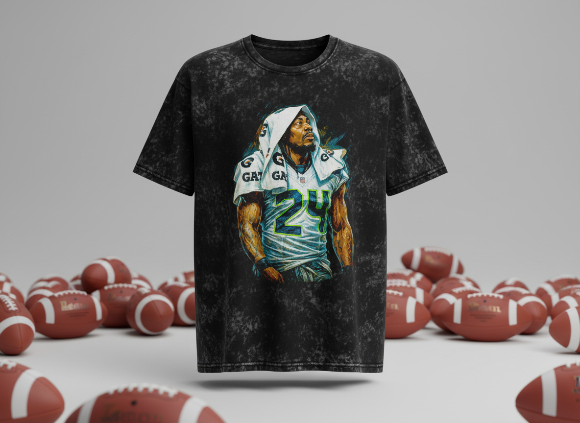 Marshawn Lynch #24 Seahawks Towel Throwback Vintage Tee