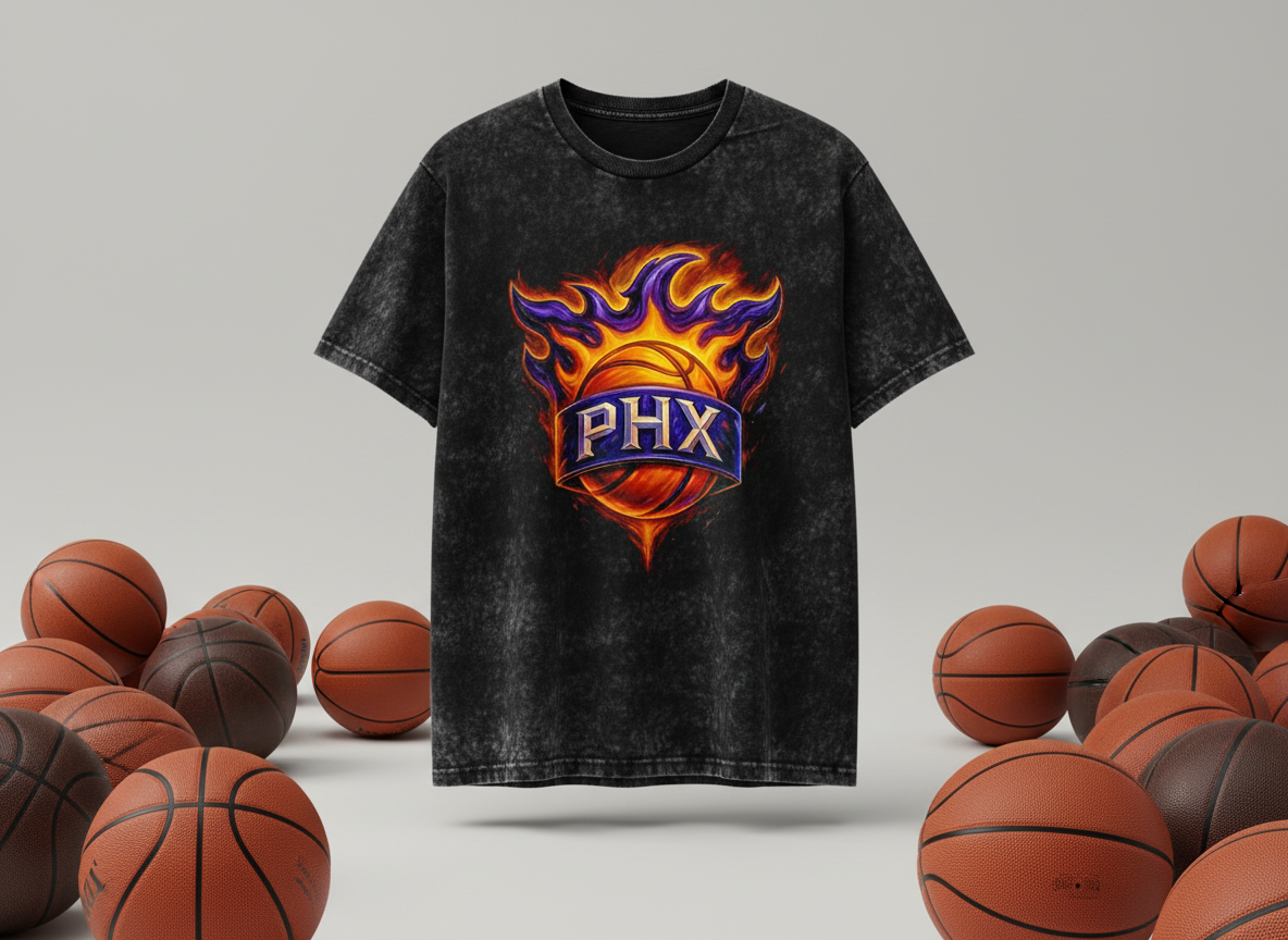 Phoenix Suns PHX Logo Stonewash Throwback Vintage Tee