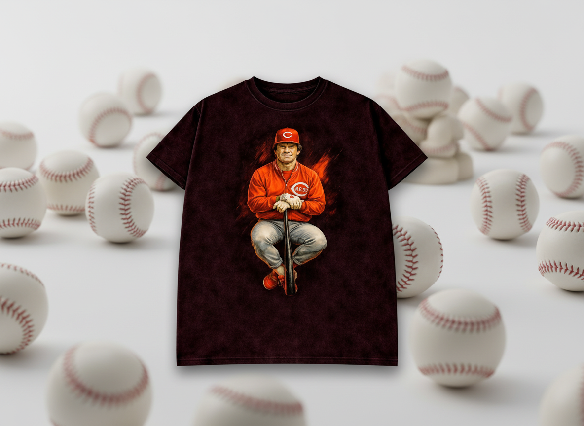 Pete Rose Reds Coach Throwback Vintage Tee