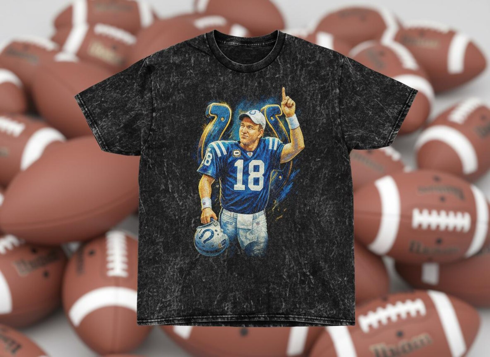 Peyton Manning #18 Colts #1 Finger Throwback Vintage Tee