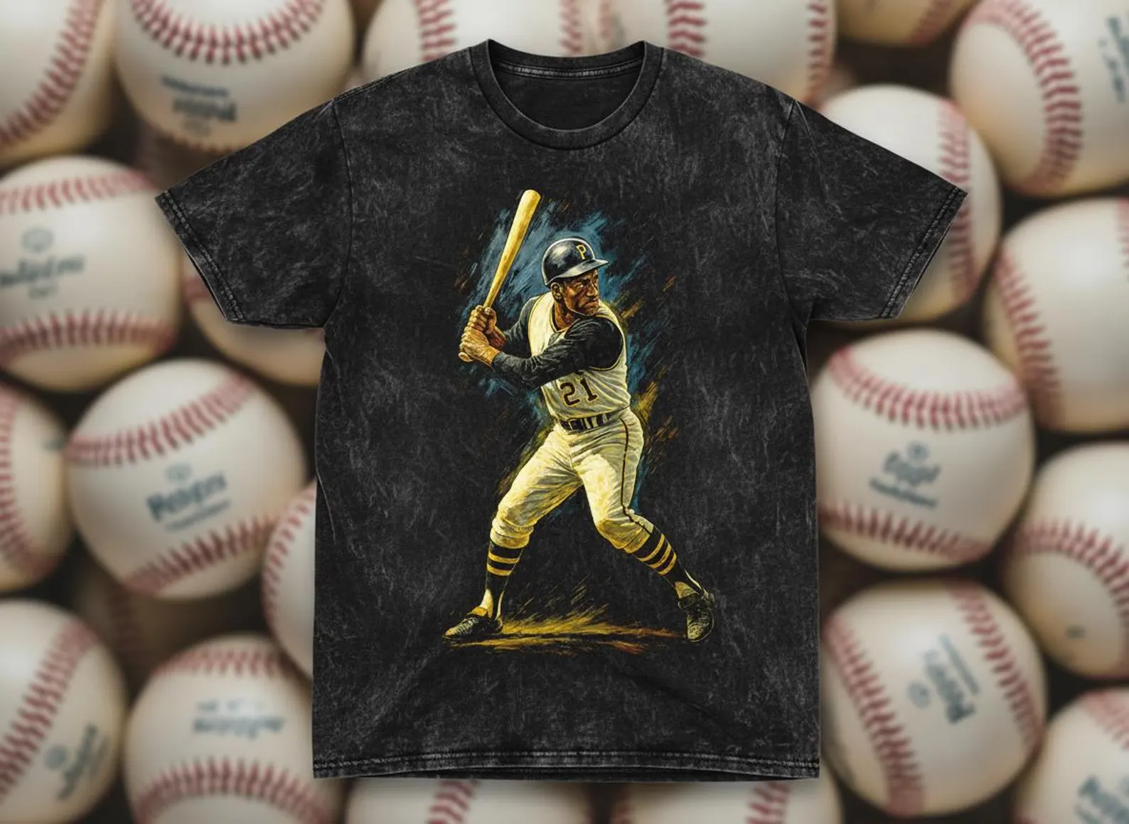 Roberto Clemente #21 Pirates Batter Throwback Vintage Tee