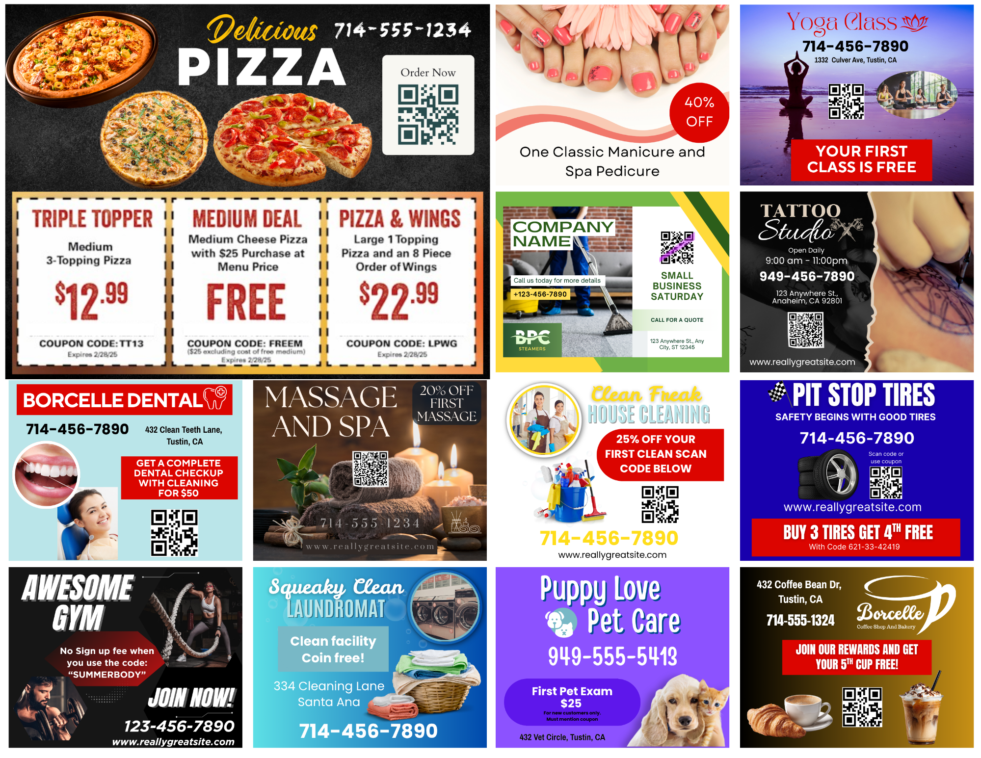 Sample pizza box flyer
