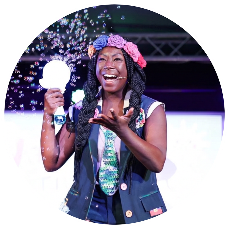 Vasthy performing on stage