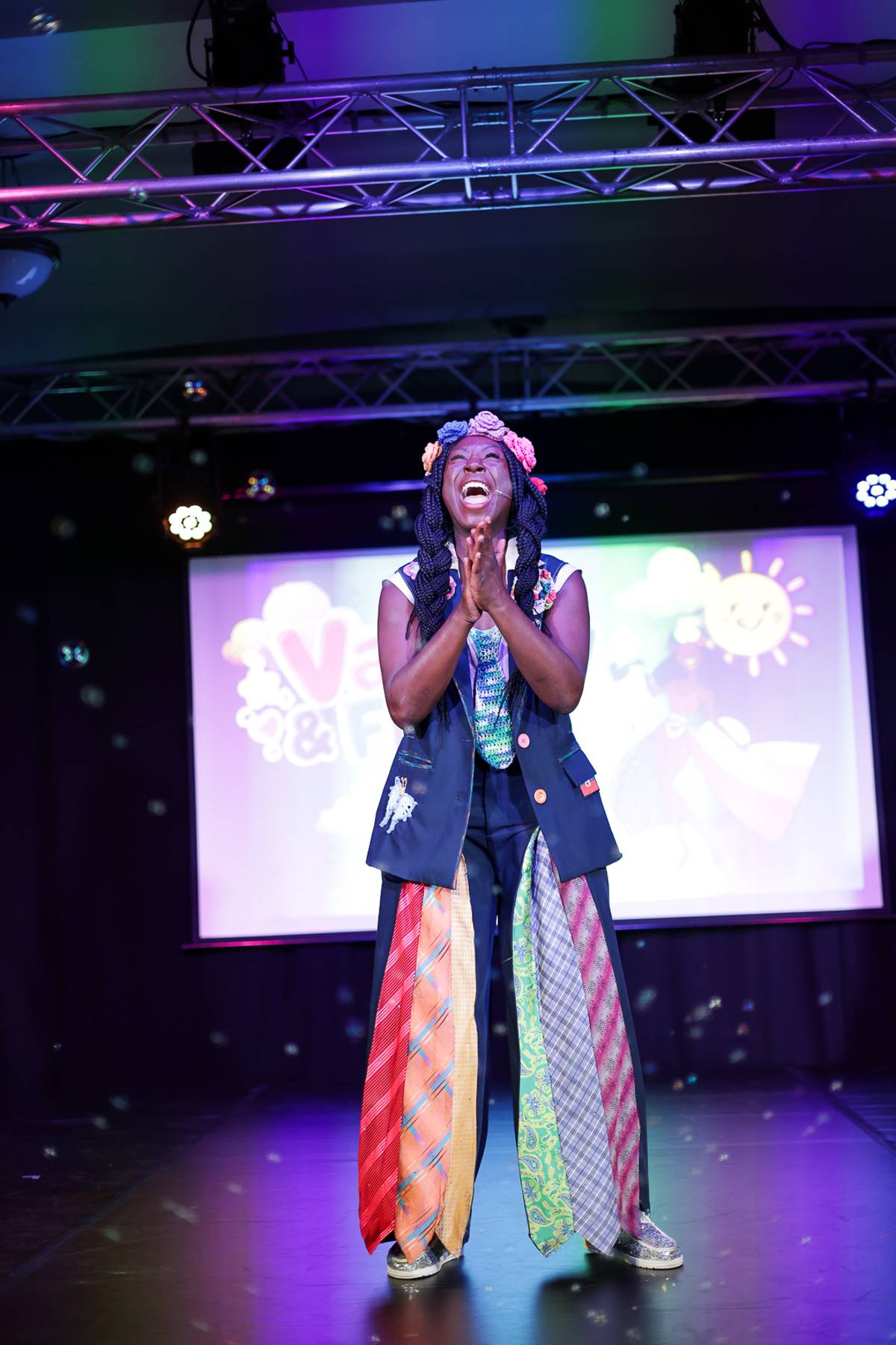 Vasthy performing on stage