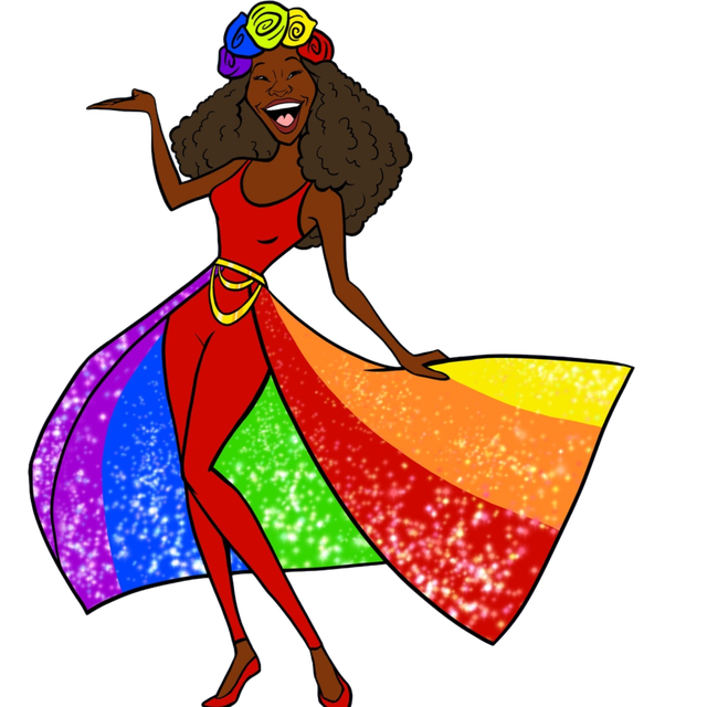Vasthy dancing with rainbow cape